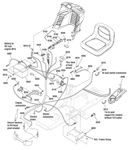 Electrical Group Diagram and Parts List for 2690930-01-MT24520H 2012 Briggs and Stratton Lawn Tractor